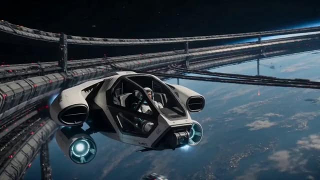 Style: 3D cinematic hard sci-fi, retrofuturistic industrial design, stylized rea